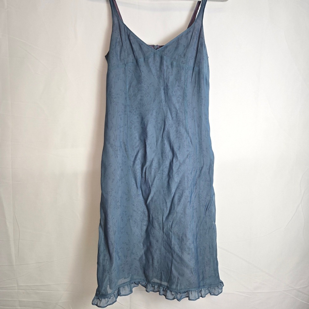 Tristan & Iseut Ditsy Floral Cami Ruffle Hem Dress, Y2k 90s‎ Retro, Blue, Size 6